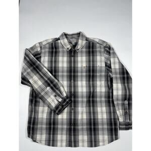Carhartt Plaid Button Up Shirt Mens XL Gray Black Workwear Cotton Long Sleeve